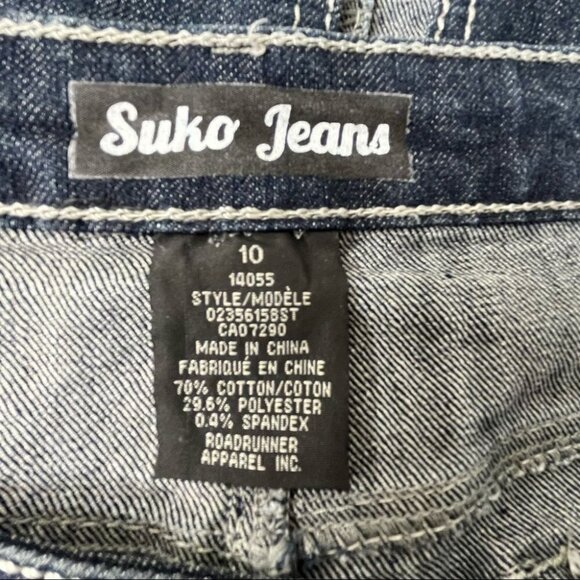 Suko Jeans Denim Skirt Dark Wash Embellished Pockets Size 10 - Picture 7 of 8